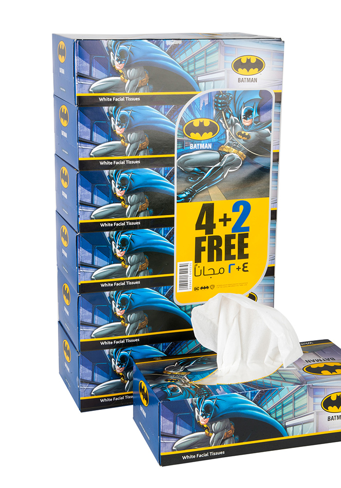 Batman White Facial Tissue Blue 2ply 150 Sheets 4+2
