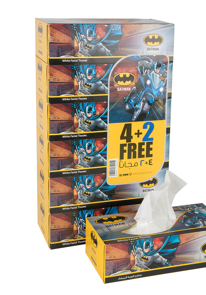 Batman White Facial Tissue Yellow 2ply 150 Sheets 4+2