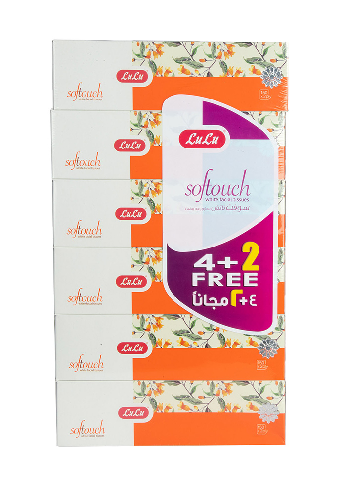Softouch Facial Tissue 2ply 150 Sheets 4 + 2