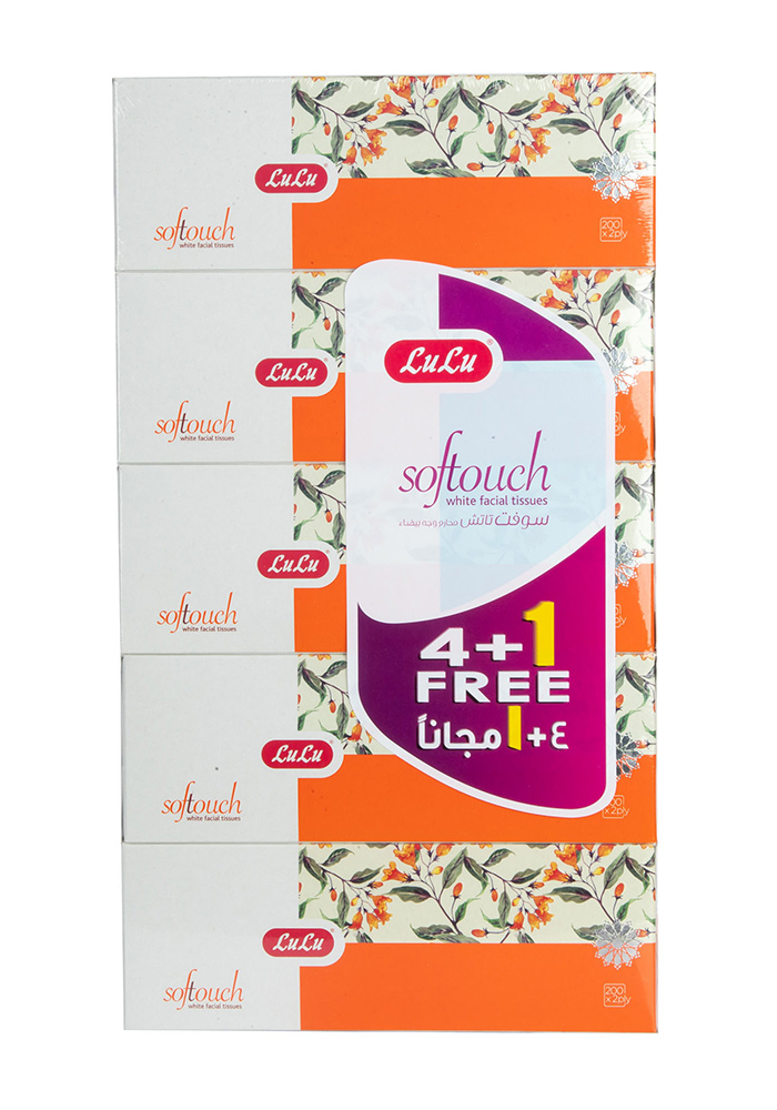 Softouch Facial Tissue 2 ply 200 Sheets 4+1