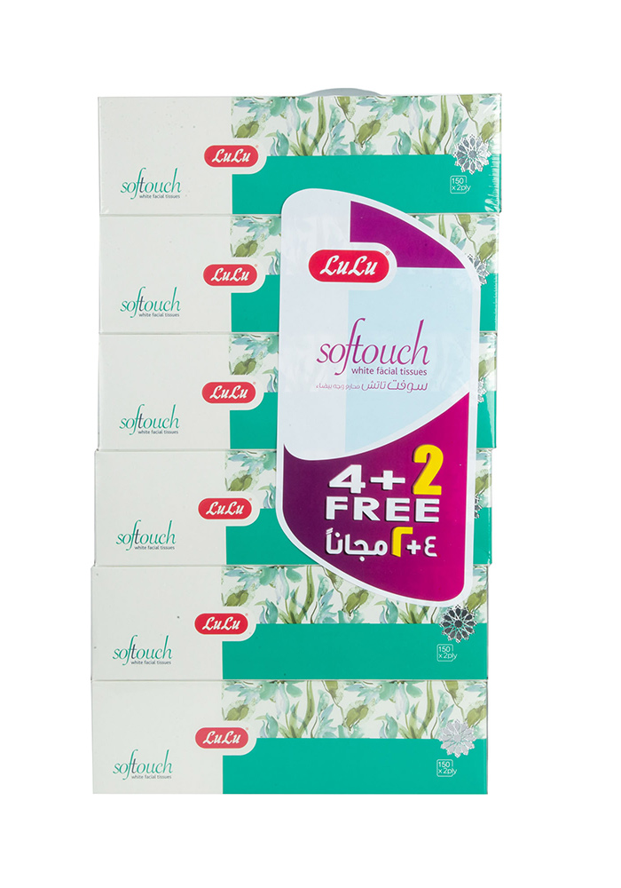 White Facial Tissue Green 2ply 150pcs x 4+2