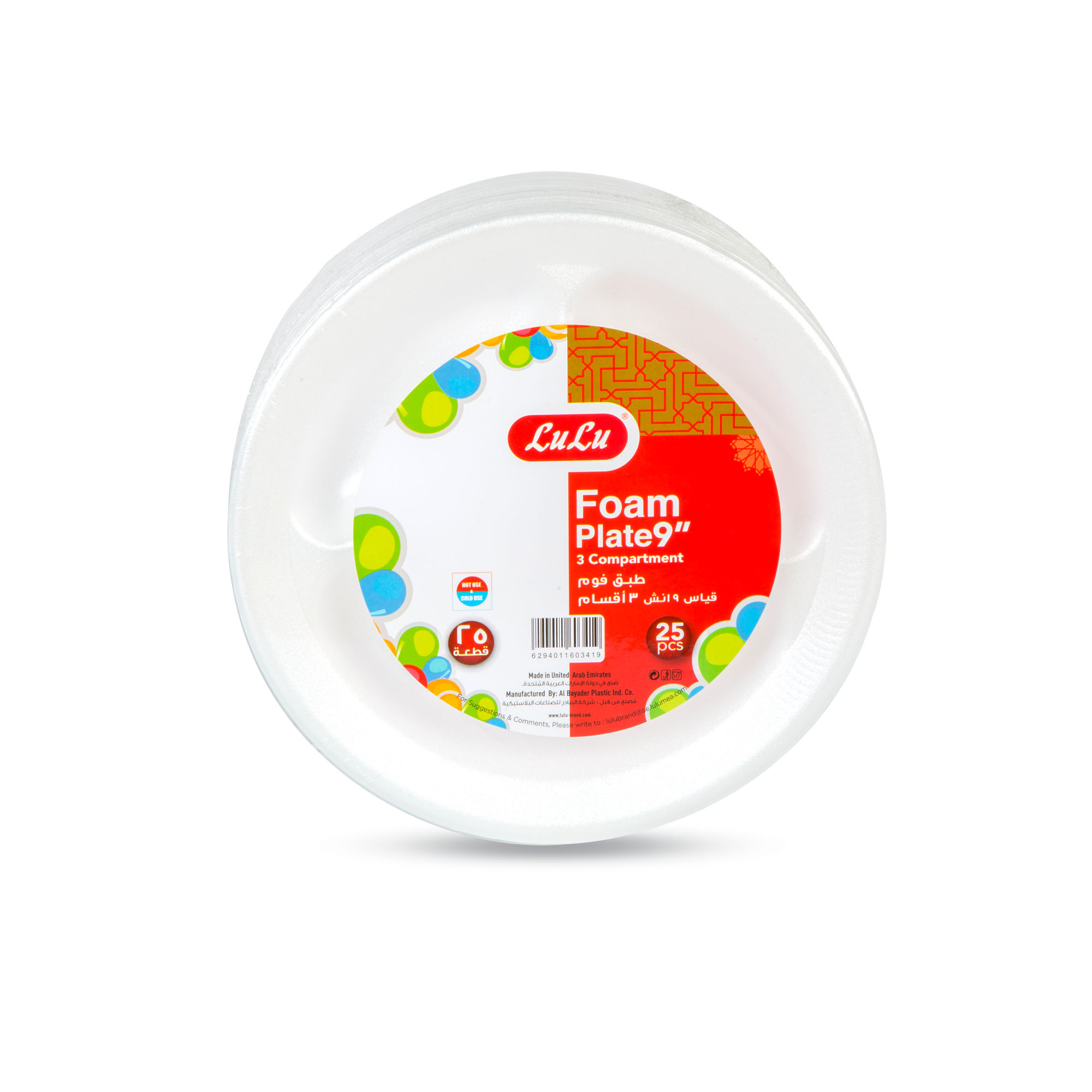 Foam Plate 3 Compartment